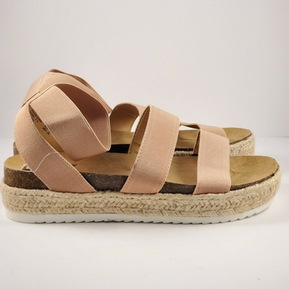 WOMENS PLATFORM STRAPPY SANDALS  BLUSH NUDE - Picture 4 of 6